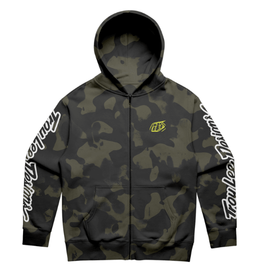 Troy Lee Designs Zip Up Hoodie Branded L Olive Camo