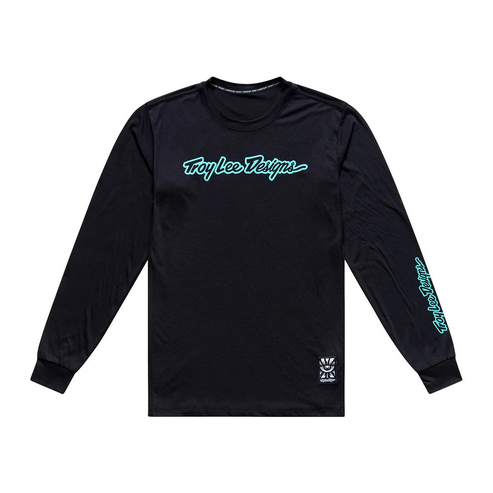 Troy Lee Designs Skyline Ride Long Sleeve Tee Signature Black / Real Teal XL