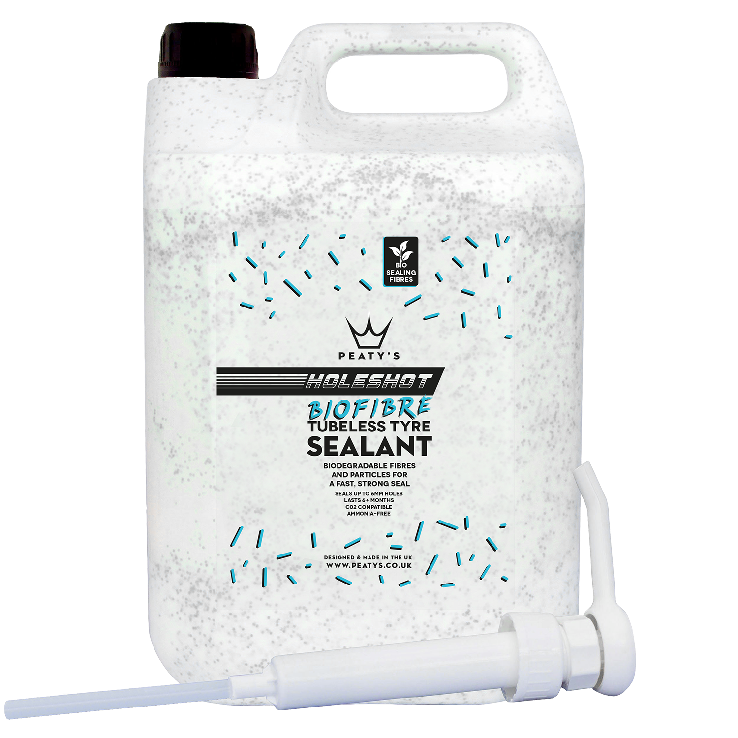 Peaty's Holeshot BioFibre Tubeless Tire Sealant 5L Workshop Pump Tub