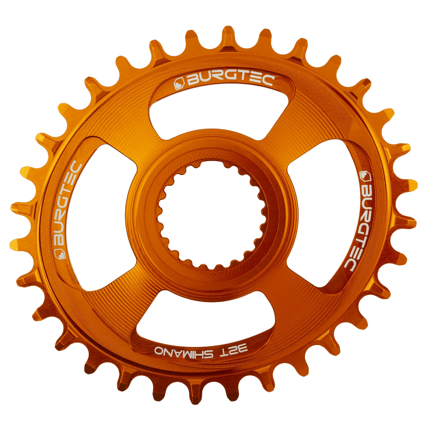 BURGTEC Oval Thick Thin Chainring for Shimano Direct Mount - 32T - Iron Bro Orange