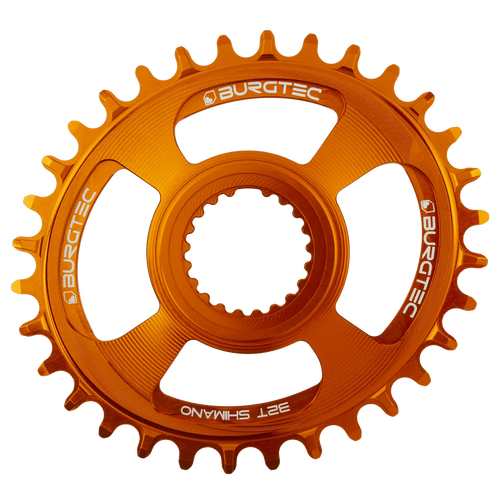 BURGTEC Oval Thick Thin Chainring for Shimano Direct Mount - 32T - Iron Bro Orange