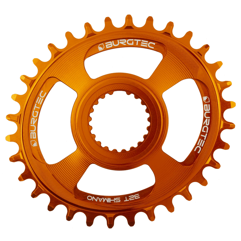 BURGTEC Oval Thick Thin Chainring for Shimano Direct Mount - 32T - Iron Bro Orange