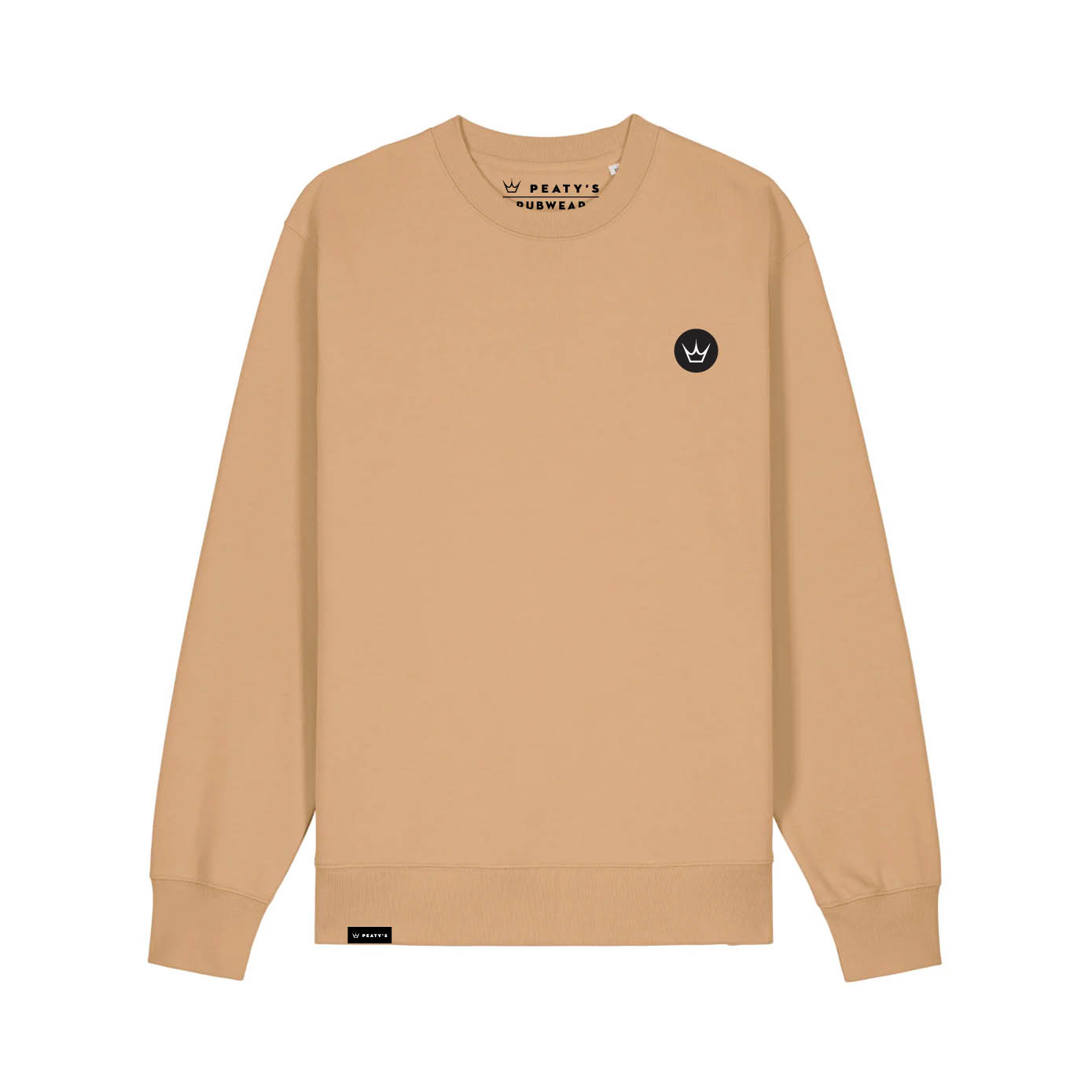 Peaty's AW25 PubWear Crew Jumper - Embroidered Crown / Latte - Medium