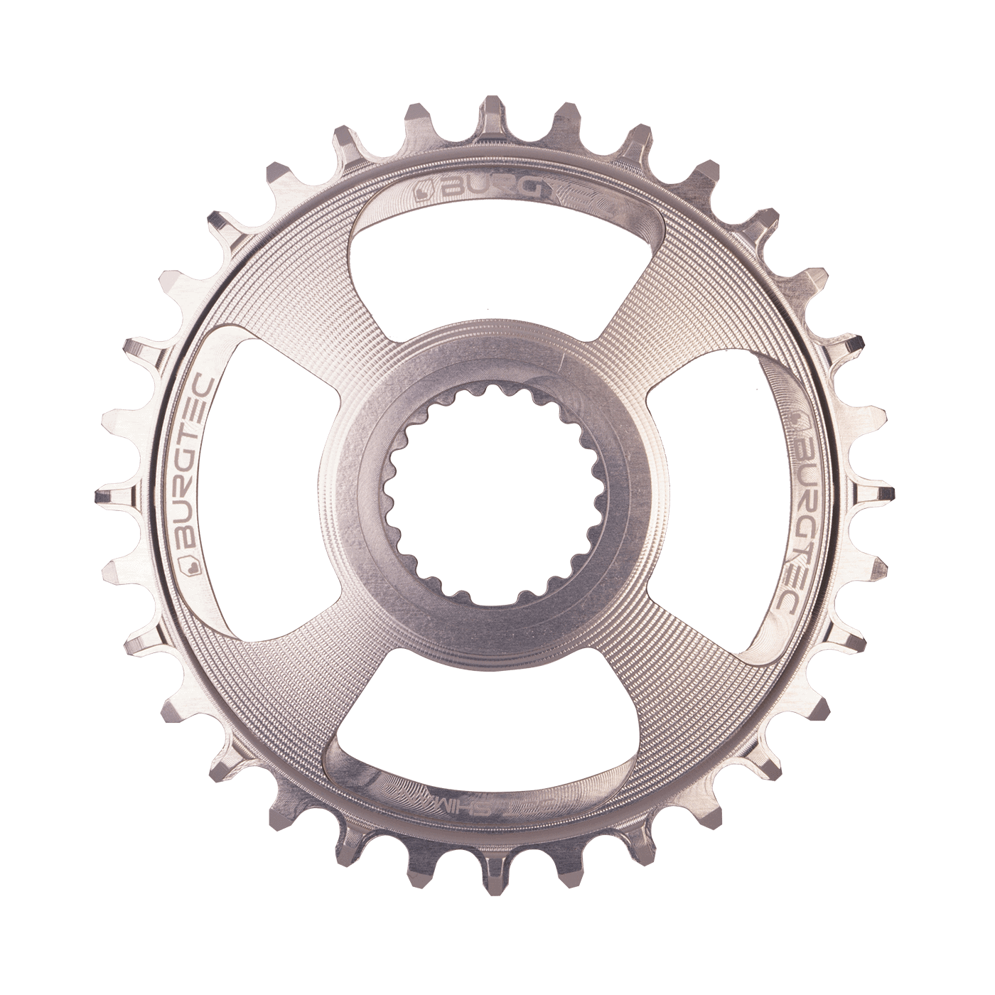 BURGTEC Shimano Direct Mount Thick Thin Chainring 34T Rhodium Silver