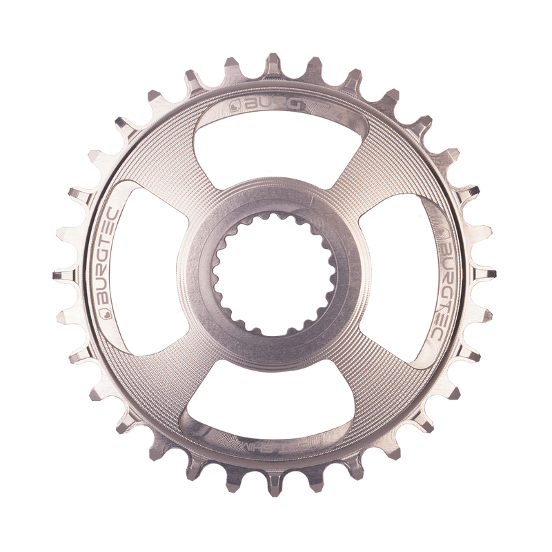 BURGTEC Shimano Direct Mount Thick Thin Chainring 34T Rhodium Silver