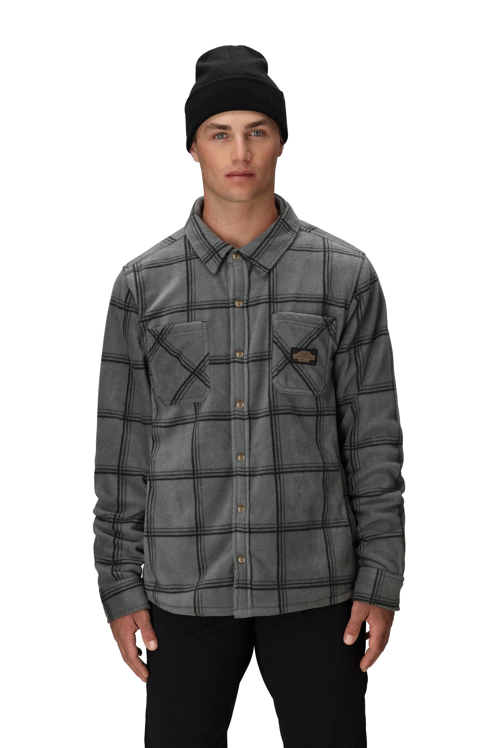 686 Sierra Fleece Flannel Rhino Grey Plaid