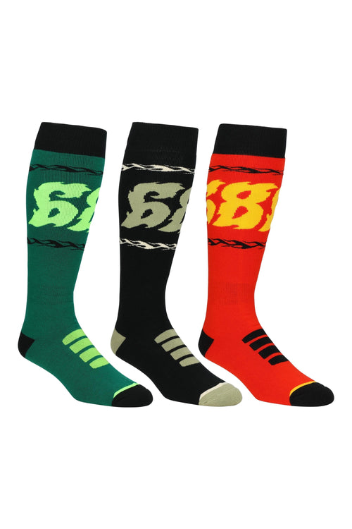 686 Flame Socks 3-Pack Assorted