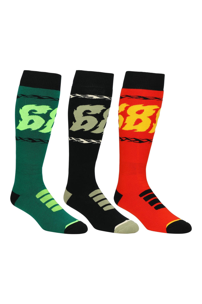 686 Flame Socks 3-Pack Assorted