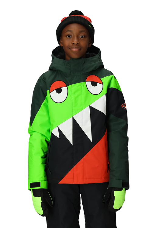 686 Boys' Snaggletooth Owen Insulated Jacket Borealis Green Colorblock
