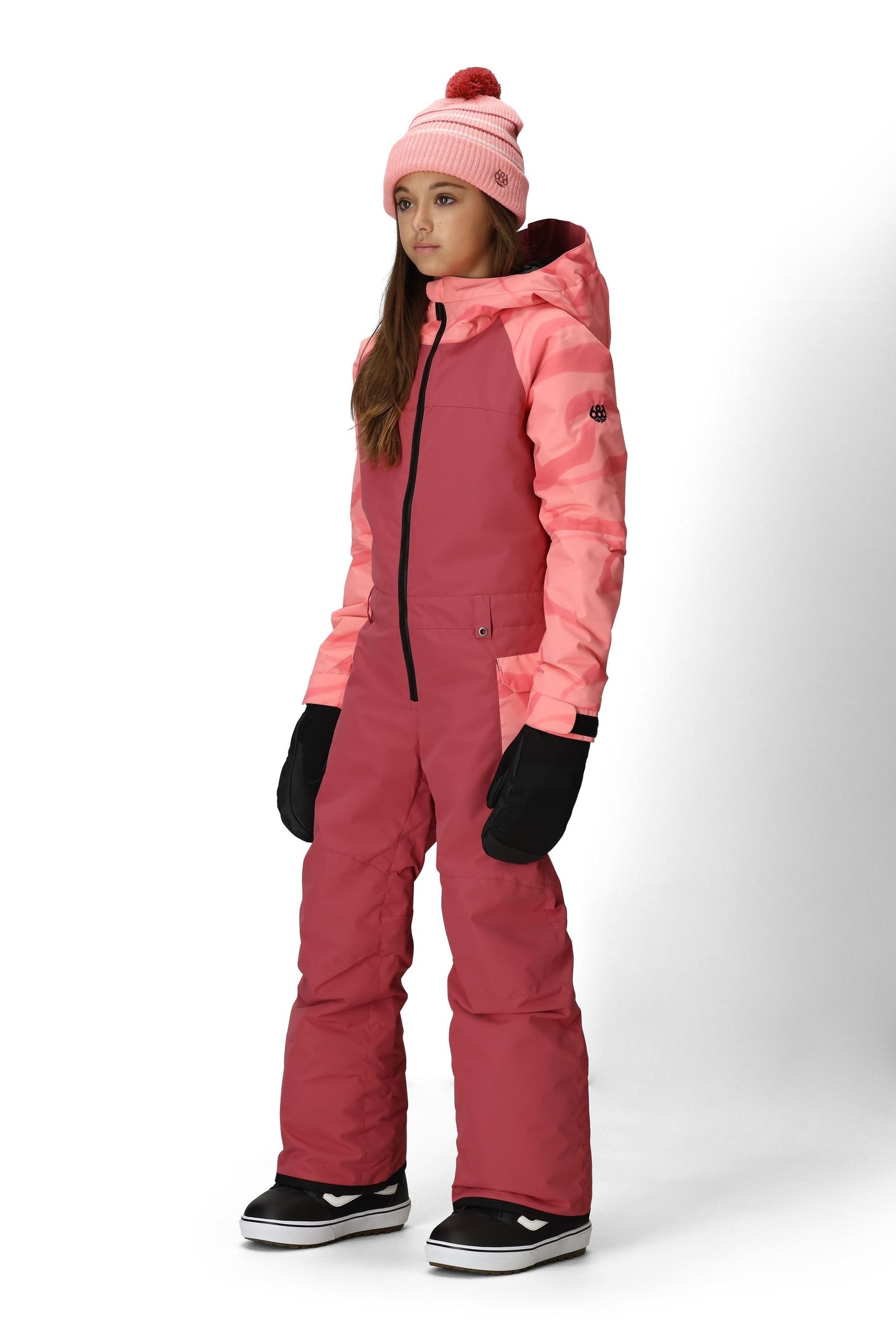 686 Girls' Shine Insulated One-Piece Rosewood Colorblock