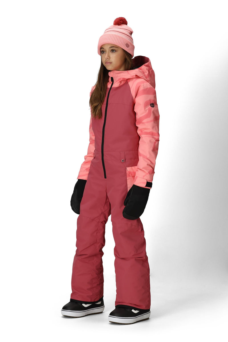 686 Girls' Shine Insulated One-Piece Rosewood Colorblock