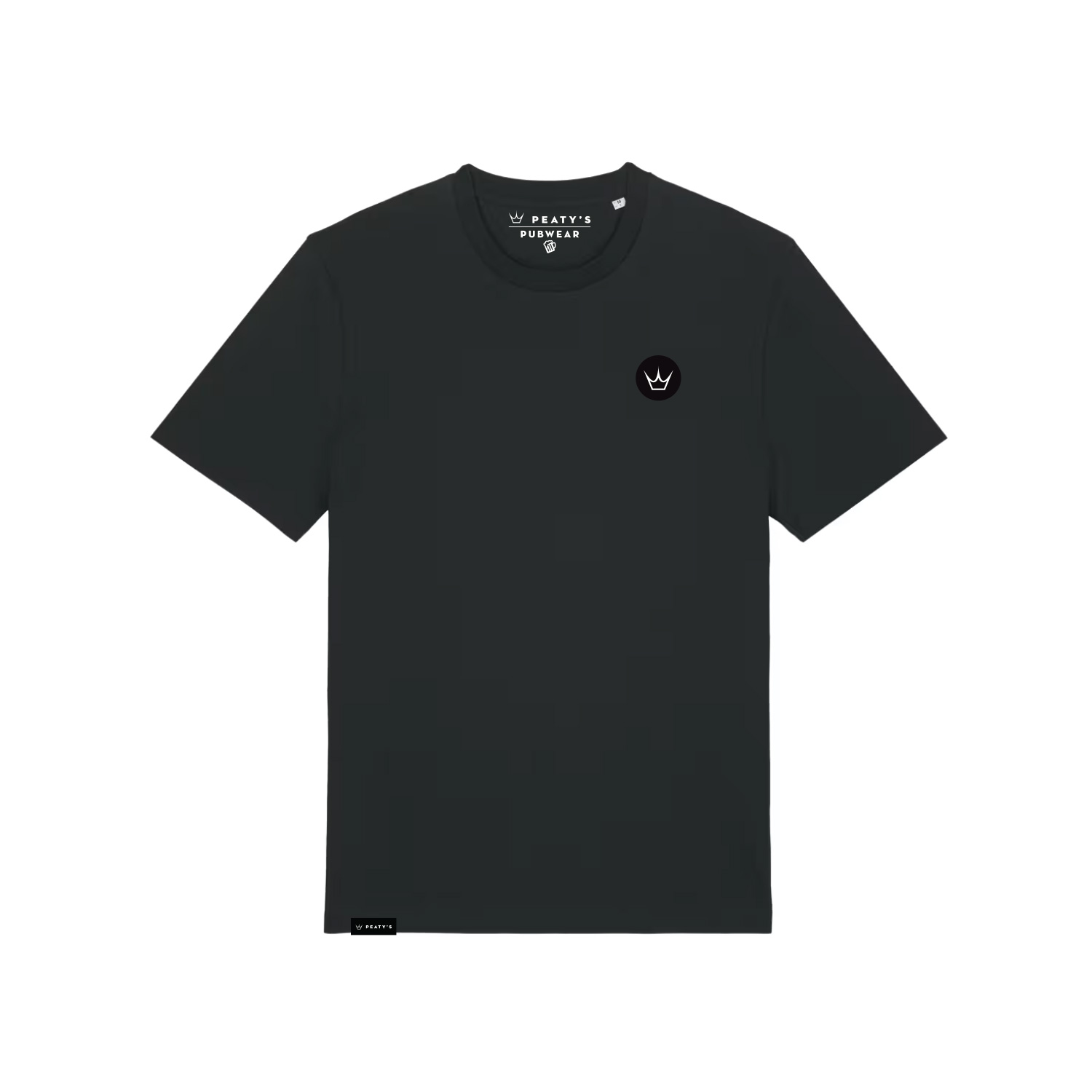 Peaty's AW25 PubWear Tee - Embroidered Crown / Black