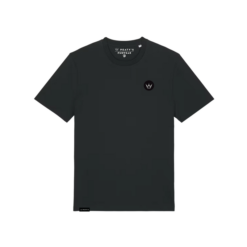 Peaty's AW25 PubWear Tee - Embroidered Crown / Black