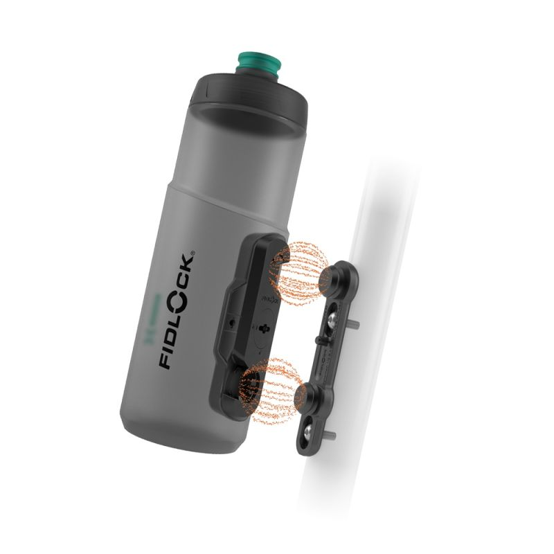 FIDLOCK Twist Bottle 600 Antibacterial + Bike Base Smoke Grey